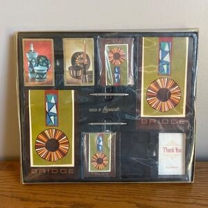 Vintage 70s Styled‎ by Stancraft Bridge Set Hostess Brown Orange Card Game READ